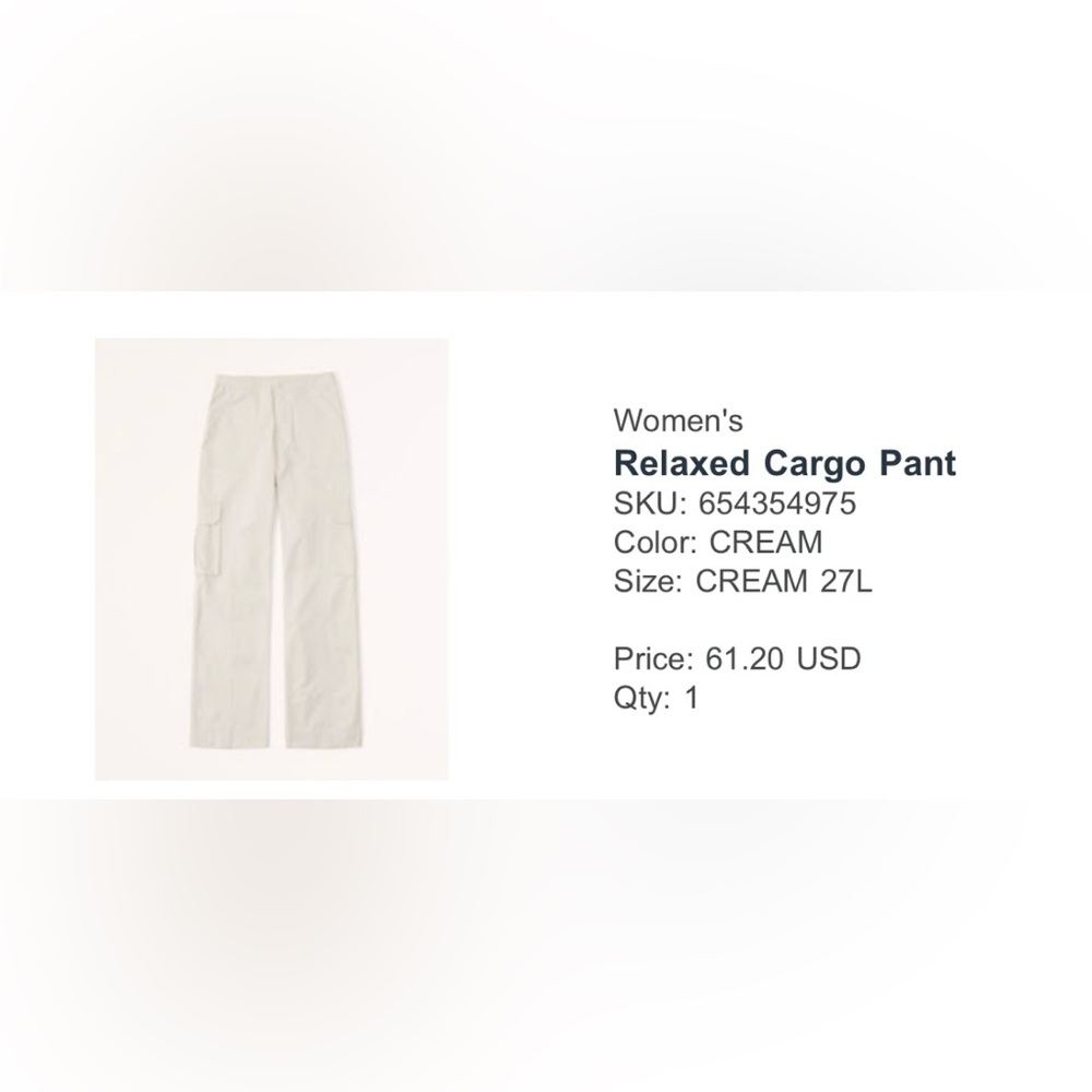 Abercrombie women’s relaxed cargo pants size 27 long